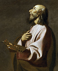 Предполагаемый автопортрет Сурбарана. Деталь картины «Апостол Лука-живописец перед Распятием» (1630—1639, Прадо)